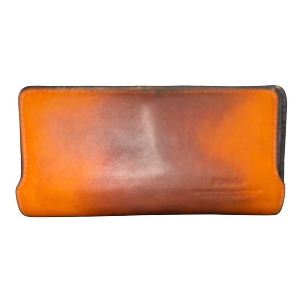 Zonal Men’s Brown Leather Wallet Open Flap & Zippy Blue Nylon RR